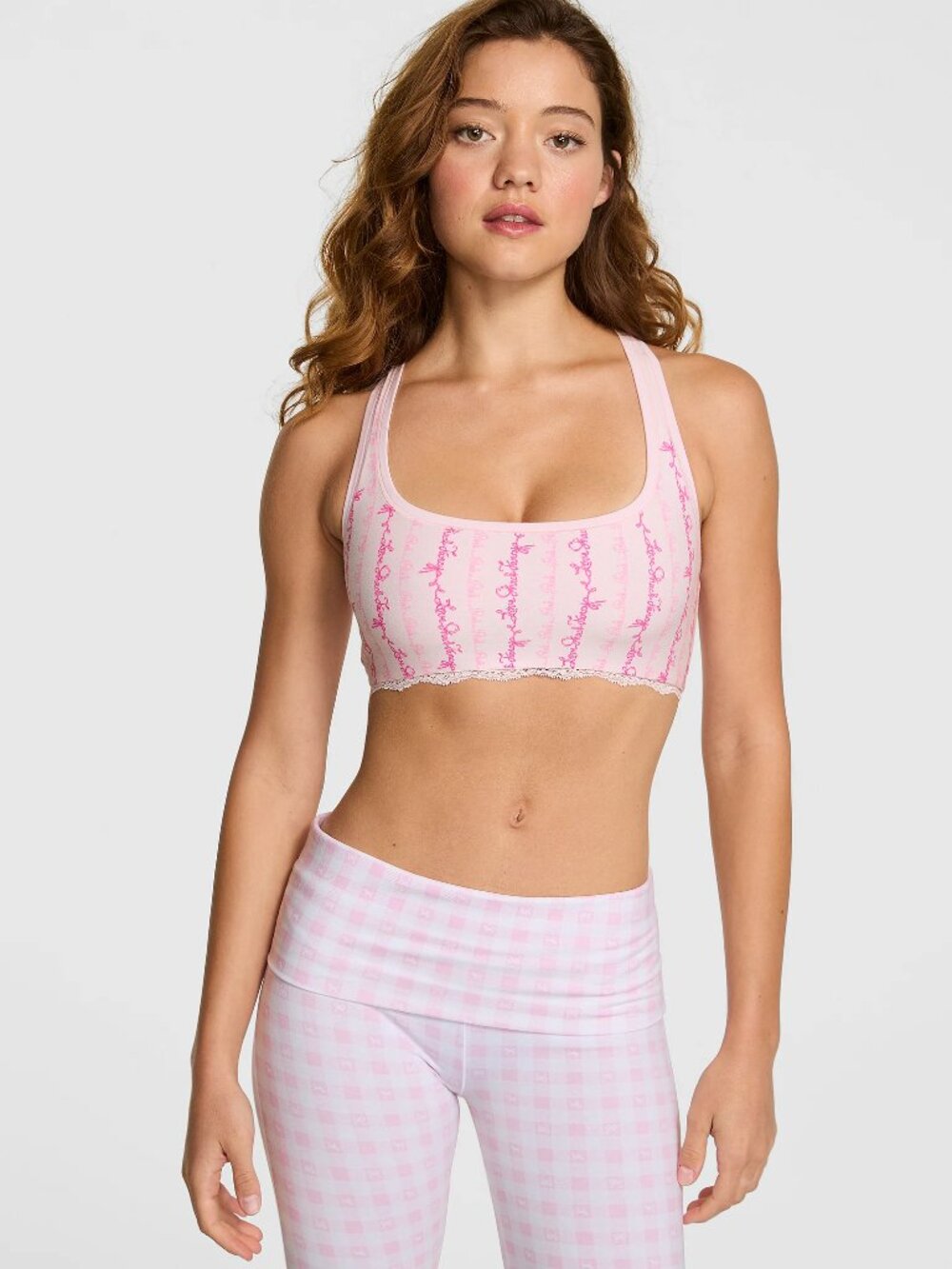 PINK x LoveShackFancy Cotton Racerback Bralette LARGE fits 36C, 36D, 38B, 38C - Picture 4 of 13